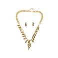 thumbnail image 1 of Clear Rhinestones Black Enamel Leopard Cheetah Cat Earring Necklace Set, 1 of 5