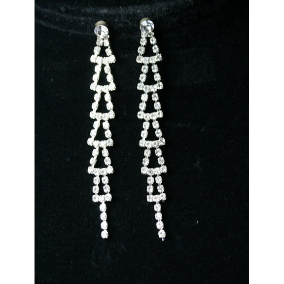 Clear Rhinestones Unique Post Drop pageant Earrings Dcor Drop Earrings Bridal Wedding Beautiful Dazzle Crystal Dangle Fashion Jewelry
