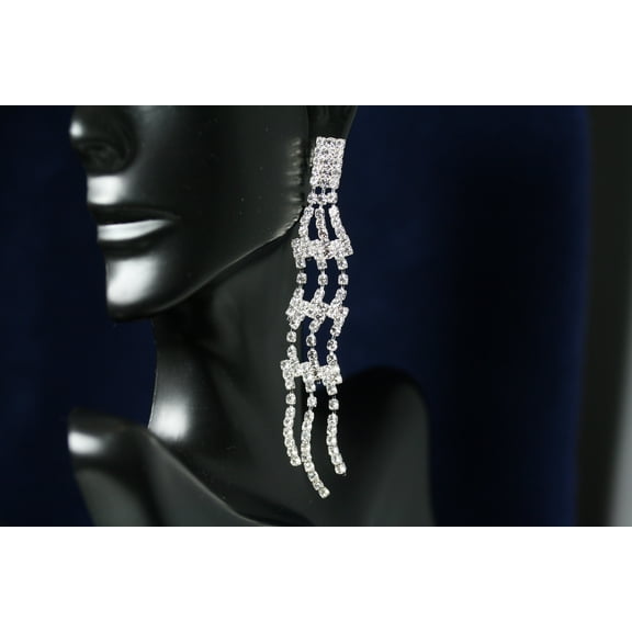 Clear Rhinestones Unique Post Drop pageant Earrings Dcor Drop Earrings Bridal Wedding Beautiful Dazzle Crystal Dangle Fashion Jewelry