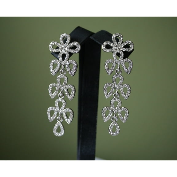 Clear Rhinestones Unique Post Drop pageant Earrings Dcor Drop Earrings Bridal Wedding Beautiful Dazzle Crystal Dangle Fashion Jewelry