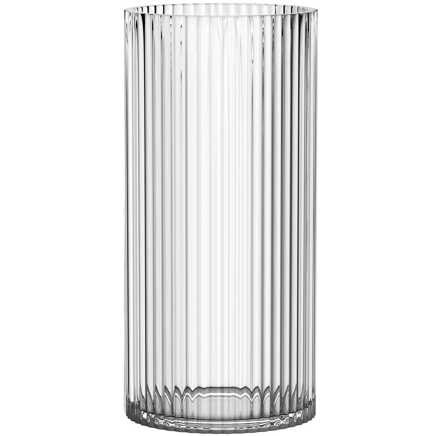 Clear Ribbed Glass Vase 10 Inch Tall Cylinder Vase for Fresh Flowers — free download