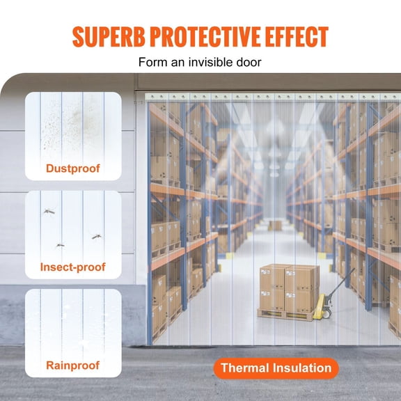 Strip Curtain, 150' Length, 8" Width, 0.08" Thickness, Clear Ribbed Plastic Door Strips, PVC Curtain Strip Door Bulk Roll for Warehouses, Factories, Supermarkets, Shopping Malls, Halls, Garages