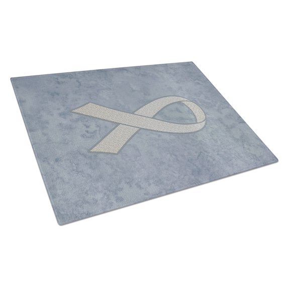 Clear Ribbon for Lung Cancer Awareness Glass Cutting Board Large Size