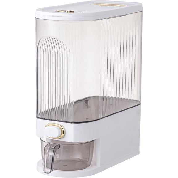 Clear Rice Dispenser, Large Cereal Dispenser with Lid Time Scale, Measuring Cylinder Moisture Proof Airtight Food Dispenser Bucket for Rice, Corn,Coffee Bean,Grain,Soybean & Oatmeal