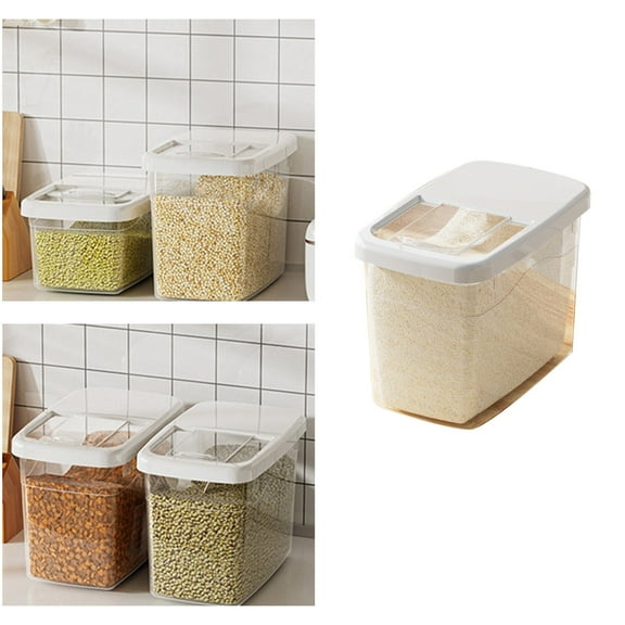 Clear Rice Storage Box, Pet Food Container, Plastic Food Storage Containers, Stackable Kitchen Pantry Organizers, Ideal Tool for Storing Rice, Beans(8.26×13.38×7.28Inch)