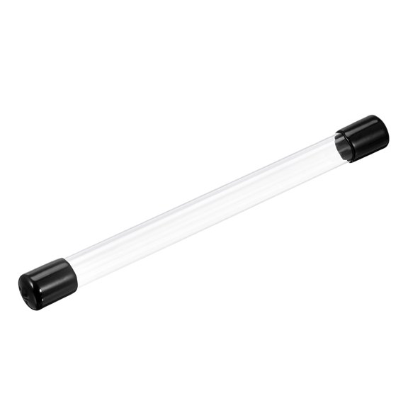 Clear Rigid Tube Round Plastic Tubing with Black Rubber Cap, 305mm/ 12 Inch Length, 13mmx14mm/0.51"x0.55", 1 Set