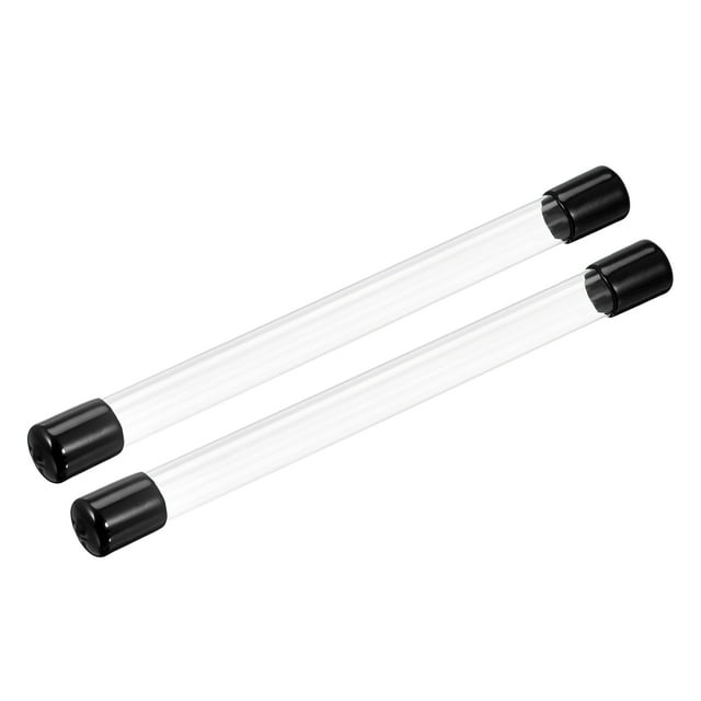 Clear Rigid Tube Round Plastic Tubing with Black Rubber Cap, 305mm/ 12