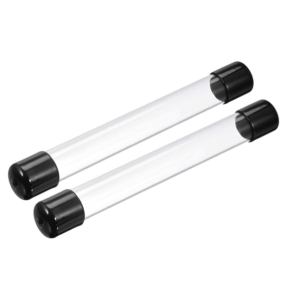 Clear Rigid Tube Round Plastic Tubing with Black Rubber Cap, 305mm/ 12 Inch Length, 22mmx25mm/0.87"x1", 2 Set