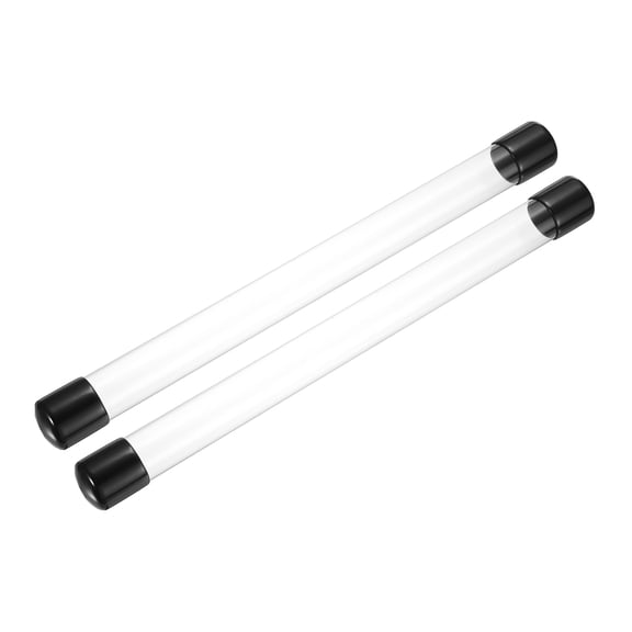 Clear Rigid Tube Round Plastic Tubing with Black Rubber Caps Polycarbonate Water Pipe, 305mm, 18mmx20mm, 2 Set