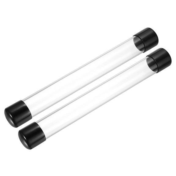 Clear Rigid Tube Round Plastic Tubing with Black Rubber Caps Polycarbonate Water Pipe, 305mm, 30mmx32mm, 2 Set