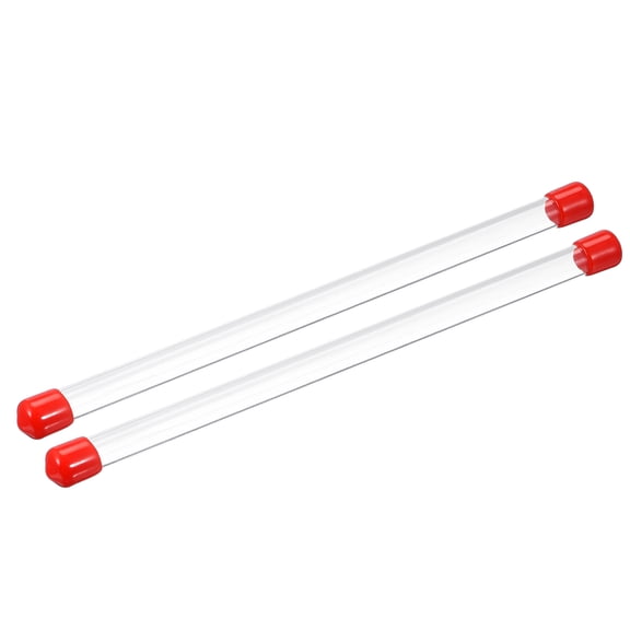 Clear Rigid Tube Round Plastic Tubing with Red Rubber Cap, 305mm/ 12 Inch Length, 7mmx8mm/0.28"x0.31", 2 Set
