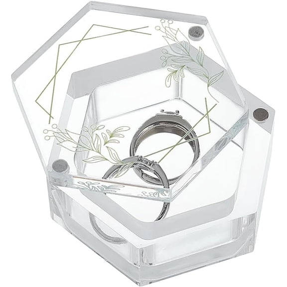 Clear Ring Box Ring Box Wedding Ring Holder Ring Bearer Box Jewelry Gift Boxes Ring Organizer for Anniversary Engagement Wedding Christmas 2.9x2.6x1.3inch Clear