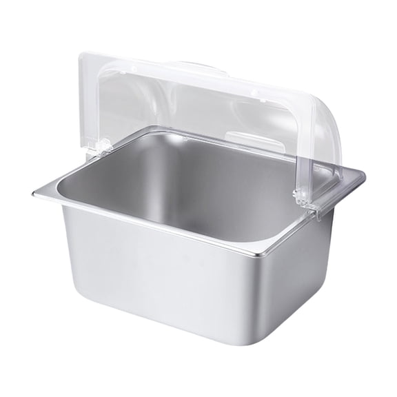 Clear Roll Top Lid Suqare Shape Stainless Steel Food Serving Tray for Party