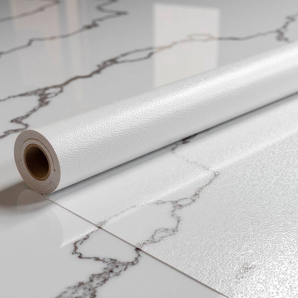 Clear Rolled Vinyl Flooring in Lite Slip Resistant Grade | Non-Slip, Peel & Stick, Waterproof, Removable Vinyl Flooring Roll - 23 in, 168 in