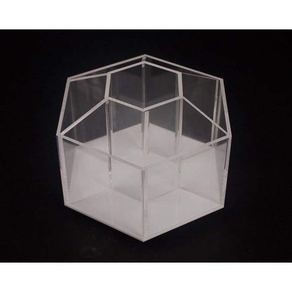 Clear Rotating Desktop Organizer 7 Compartment Hexagon Acrylic Desk and Table Top Stationary Sorter Stylish Holder for Office Supplies, Pens, Pencils and More - by