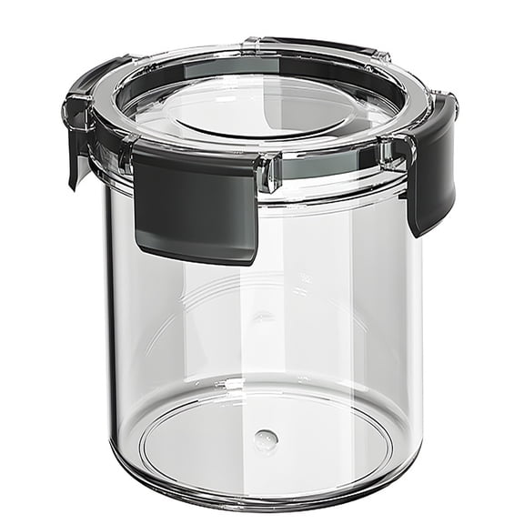 Clear Round Airtight Food Storage Container with 4-Side Buckle Lid, Sealed Plastic Canister, Multi-Purpose Leakproof Food Jar for Kitchen Dry Goods Snacks Leftovers Liquid Storage