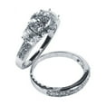 thumbnail image 1 of Clear Round Cubic Zirconia Center Wedding Ring Rhodium Plated Sterling Silver Size 7, 1 of 2