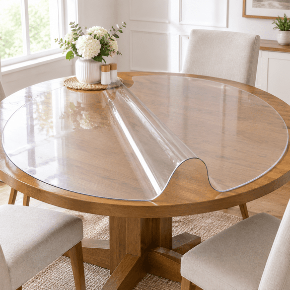 Clear Round Pvc Table Cover Protector 60 Inch 1.5mm Thick