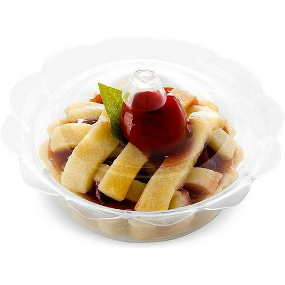 Clear Round Scalloped Shape Disposable Small Plastic Dessert Bowls Plates with Lids (2 oz) - 24 Pack
