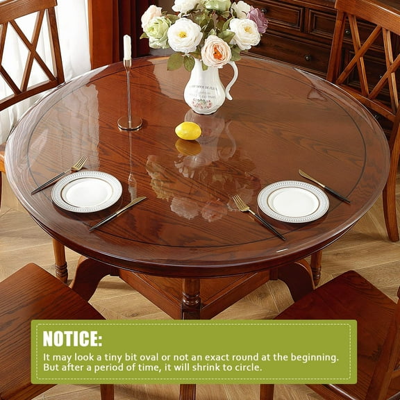 Clear Round Table Protector 47 Inch Thick Clear Table Cover Protector Round, Plastic Waterproof PVC Tablecloth, Vinyl Circle Table Top Protector for Dining Room, Coffee Tabletop