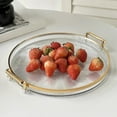 thumbnail image 1 of Clear Round Tray for Coffee Table, Transparent Plastic Storage Organizer with Handles, Home Living Room Tea Cup Dessert Server, Entryway Key Mail Catchall Decorative Centerpiece, AESTIVO, 1 of 8