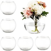 Clear Round Vases Set of 6, Glass Vase for Flowers, Flower Vases for Centerpieces, Glass Bowl Vase for Living Room, Bedroom, Kitchen, Office, Wedding