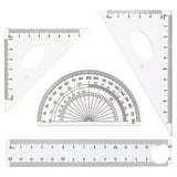 Clear Ruler Set - 4-Piece Trigonometry Ruler, Protractor, & Triangular ...