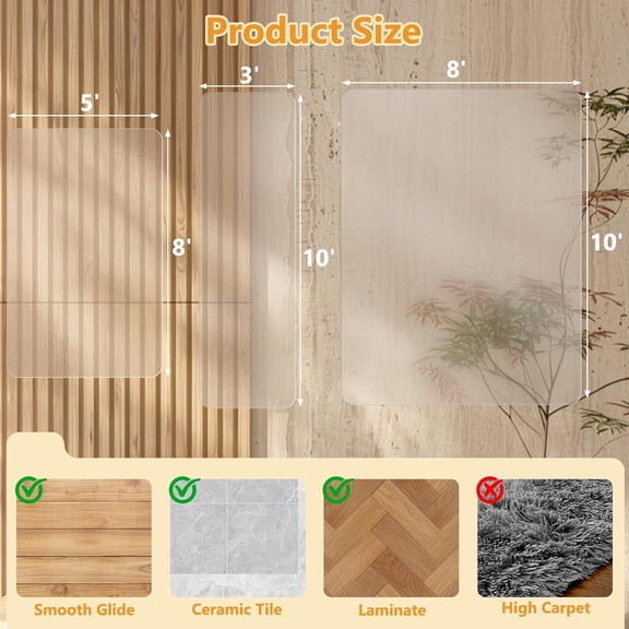 Clear Runner Rug 3'x10' for Hallway – Non Slip Waterproof Vinyl Carpet Protector, Plastic Floor Mat Runner for Kitchen, Entryway, Laundry, Indoor Outdoor High Traffic Areas