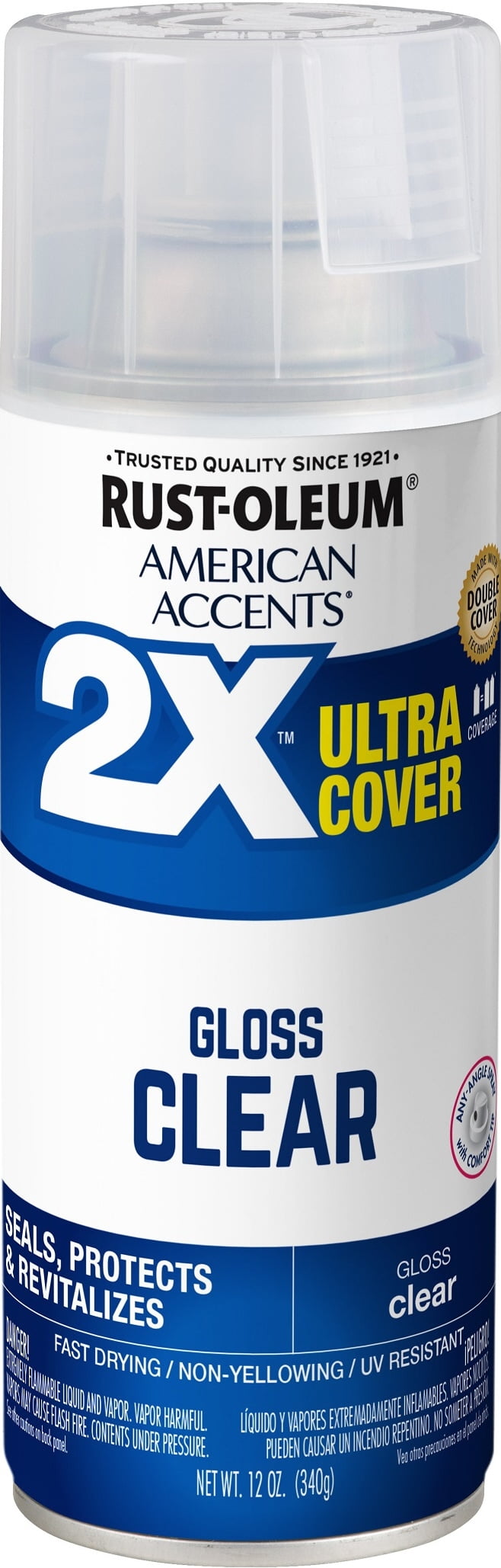 Clear, Rust-Oleum American Accents 2X Ultra Cover Gloss Spray Paint- 12 oz  