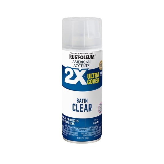 Clear, Rust-Oleum American Accents 2X Ultra Cover Satin Spray Paint-376187, 12 oz