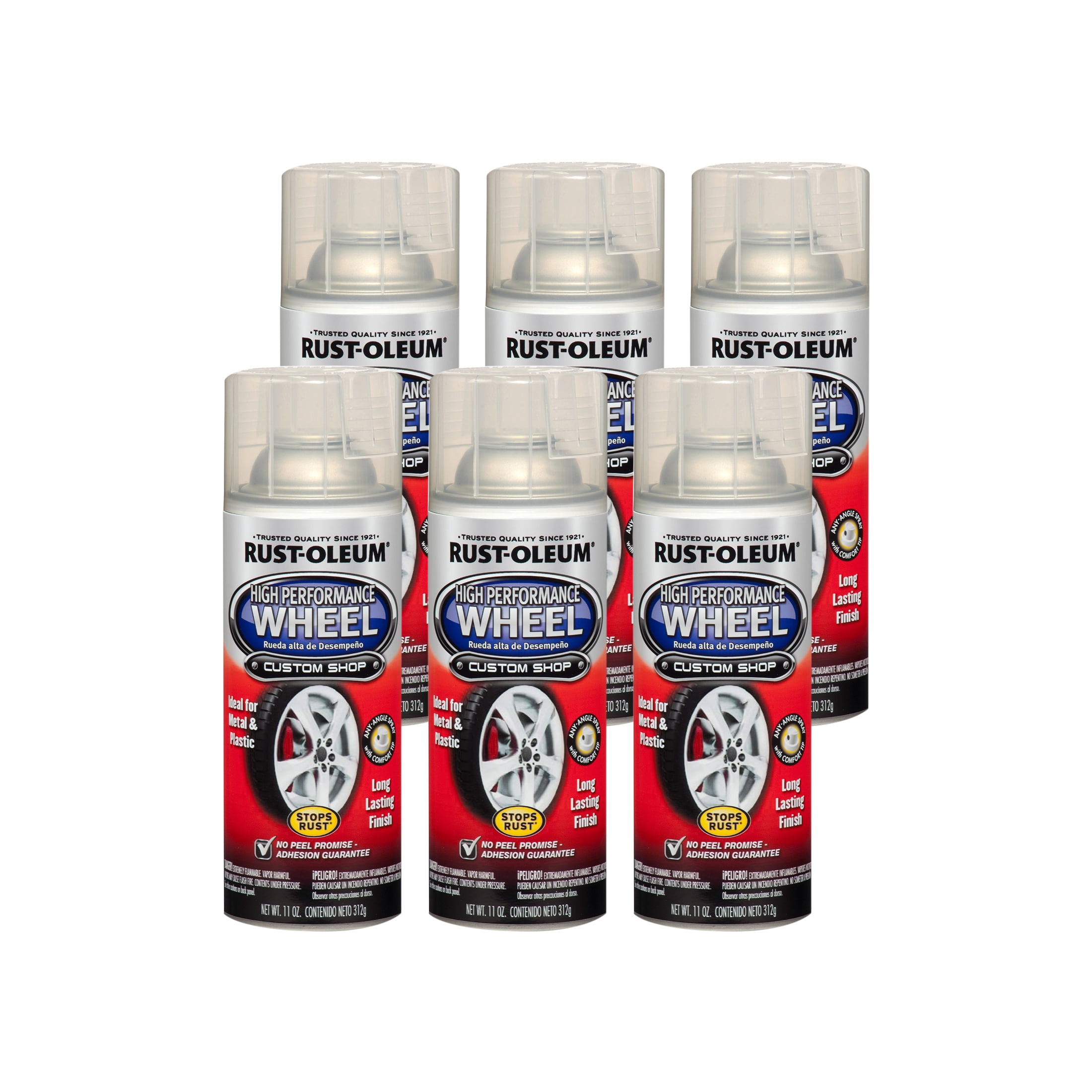 6 Pack, Clear, Rust-Oleum Automotive High Performance Wheel Gloss Spray Paint-248929, 11 oz