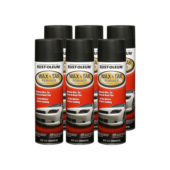 6 Pack, Clear, Rust-Oleum Automotive Wax and Tar Remover Spray-251567, 13.5 oz