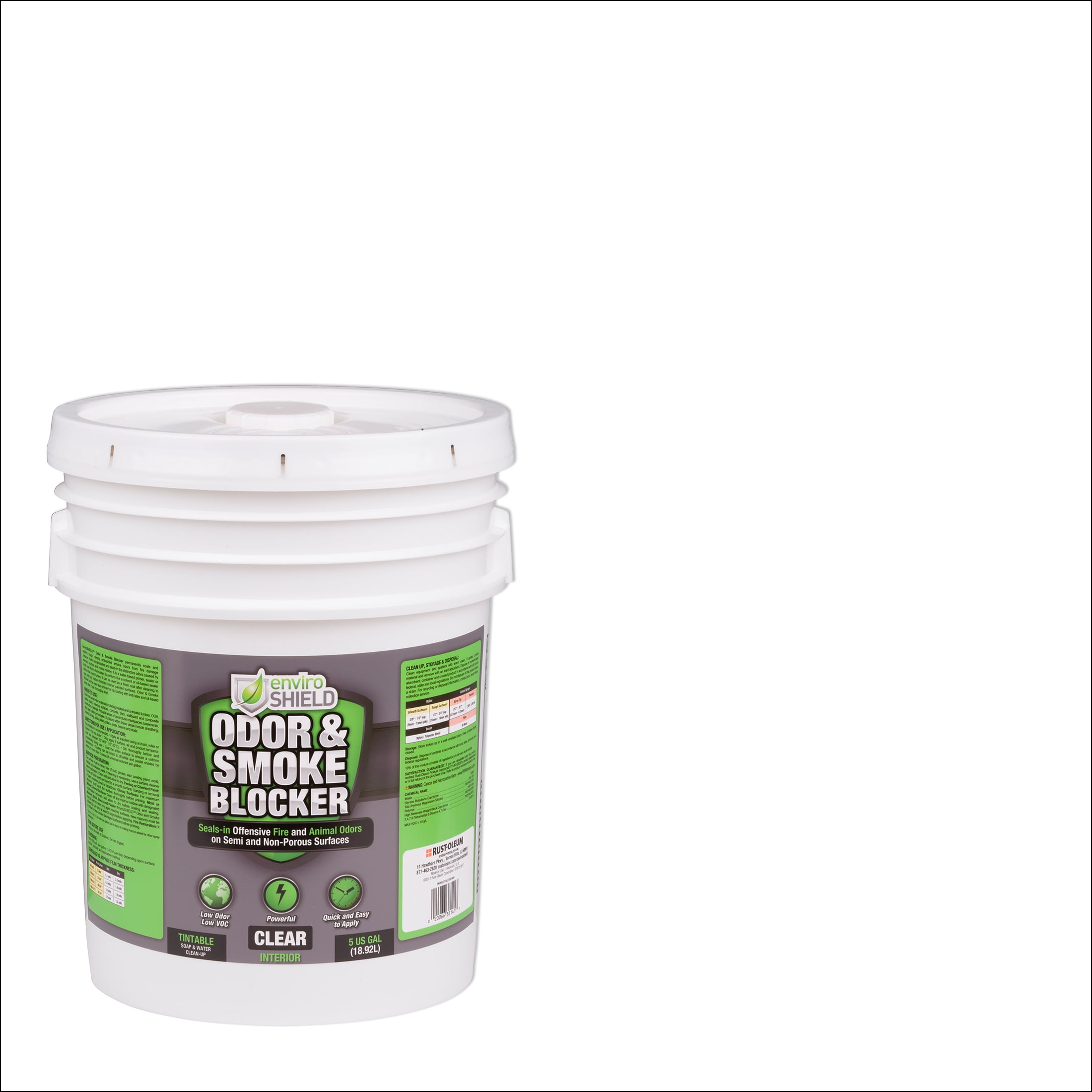 Clear, Rust-Oleum EnviroShield Odor & Smoke Blocker - ESO1005, 5 Gallon- 1 Pack