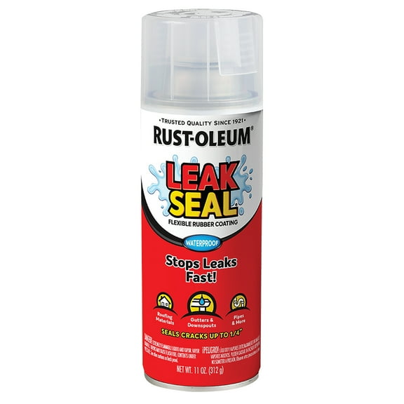 Clear, Rust-Oleum Leak Seal Flexible Rubber Sealant Spray-265495, 12 oz