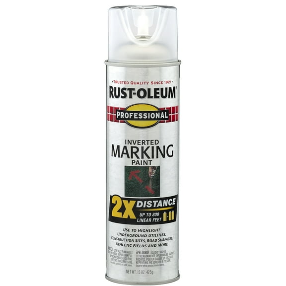 Clear, Rust-Oleum Professional 2X Distance Marking Paint Spray-266594, 15 oz, 6 Pack