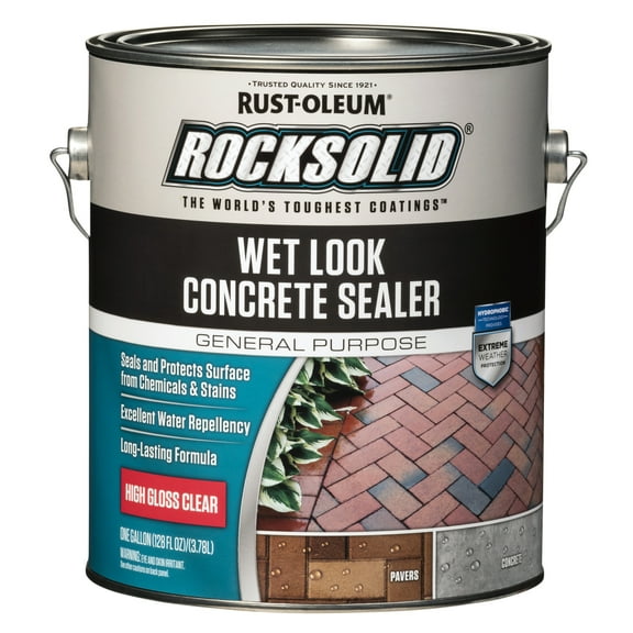 2 Pack, Clear, Rust-Oleum RockSolid High Gloss Wet Look Concrete Sealer, 1 Gal