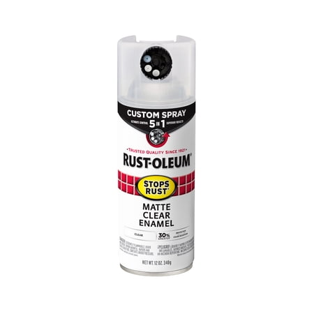 Clear, Rust-Oleum Stops Rust Custom Sprays 5 in 1 Matte Spray Paint-376868, 12 oz