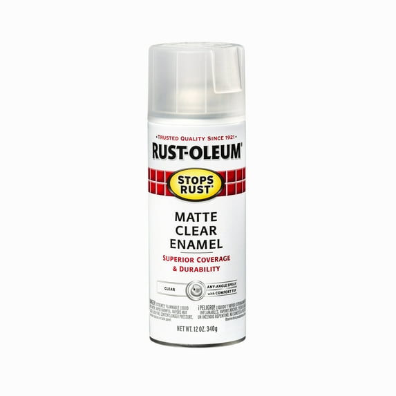 Clear, Rust-Oleum Stops Rust Protective Enamel Matte Spray Paint-285093, 12 oz