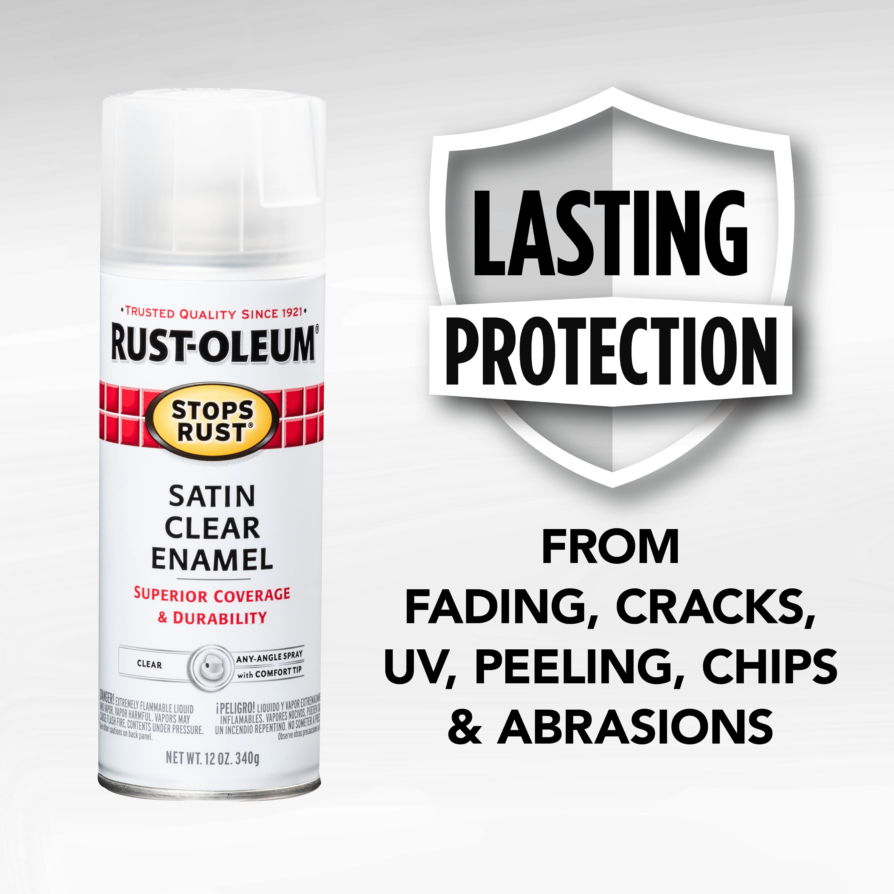Clear, Rust-Oleum Stops Rust Protective Enamel Satin Spray Paint-285092, 12 oz