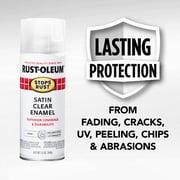 Clear, Rust-Oleum Stops Rust Protective Enamel Satin Spray Paint-285092, 12 oz