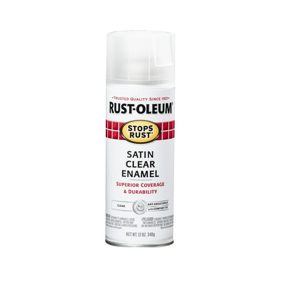 Clear, Rust-Oleum Stops Rust Satin Protective Enamel Spray Paint-285092, 12 oz