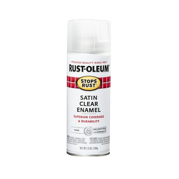 Clear, Rust-Oleum Stops Rust Protective Enamel Satin Spray Paint-285092, 12 oz