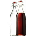 thumbnail image 1 of Clear SQUARE Swing Top Glass Bottles With Lids - 33.75 Oz - Airtight Flip Top Glass Water Bottles Great For Oil And Vinegar, Beverages, Juices, Smoothies - (2 Pack) (Not For Carbonated Beverages), 1 of 4
