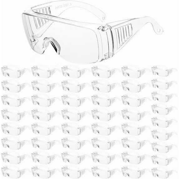 Clear Safety Glasses bulk, Lightweight Protective Eyewear For Men Women, Over Goggles Impact Scratch Resistant