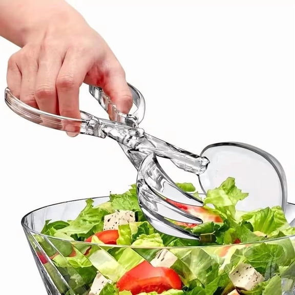Clear Salad Tongs with Detachable Design - Reusable Plastic Serving Utensils for Kitchen, Buffet, Parties - 11.2 Inch Chef Tongs