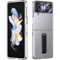 thumbnail image 1 of Clear for Samsung Galaxy Z Flip 3 Case with Kickstand, Built-in Screen Protector [Horizontal & Vertical Stand] Crystal Clear Slim Fit Anti-Yellow Scratch Resistant Shockproof Case, Black, 1 of 13