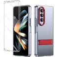 thumbnail image 1 of Clear for Samsung Galaxy Z Fold 3 Case with Kickstand, Built-in Screen Protector [Horizontal & Vertical Stand] Crystal Clear Slim Fit Anti-Yellow Scratch Resistant Shockproof Case, Red, 1 of 13