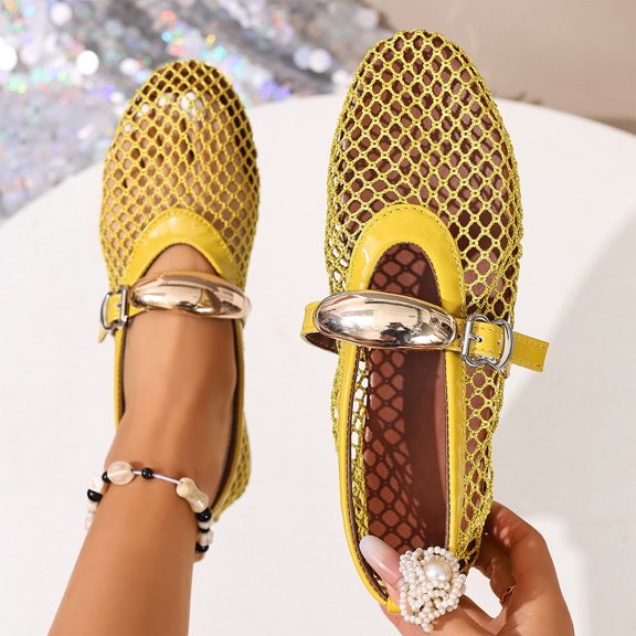 Clear Sandals for Women Jelly Transparent Slides with Memory Foam Cushioning Adjustable Buckle Breathable Non-Slip Sole Perfect for Summer Beach Vacation Poolside Casual Wear,Yellow 40(US-7.5)