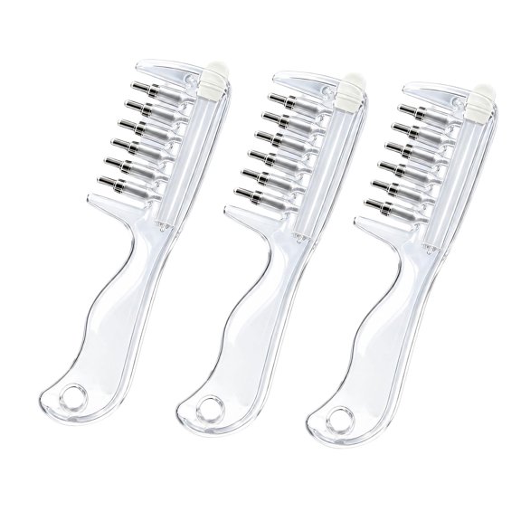 Clear Scalp Oil Applicator Comb 3Pack with Rounded Six Tooth Design for Guiding Care Liquid While Combing Through Hair During Application
