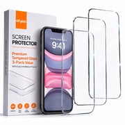 3 Pack Clear Screen Protector for iPhone 11 / iPhone XR, Shatterproof Tempered Glass Film 6.1" with Easy Installation Tool
